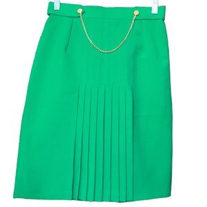 Vintage St. Michael Pleated Green Skirt, Size 12
